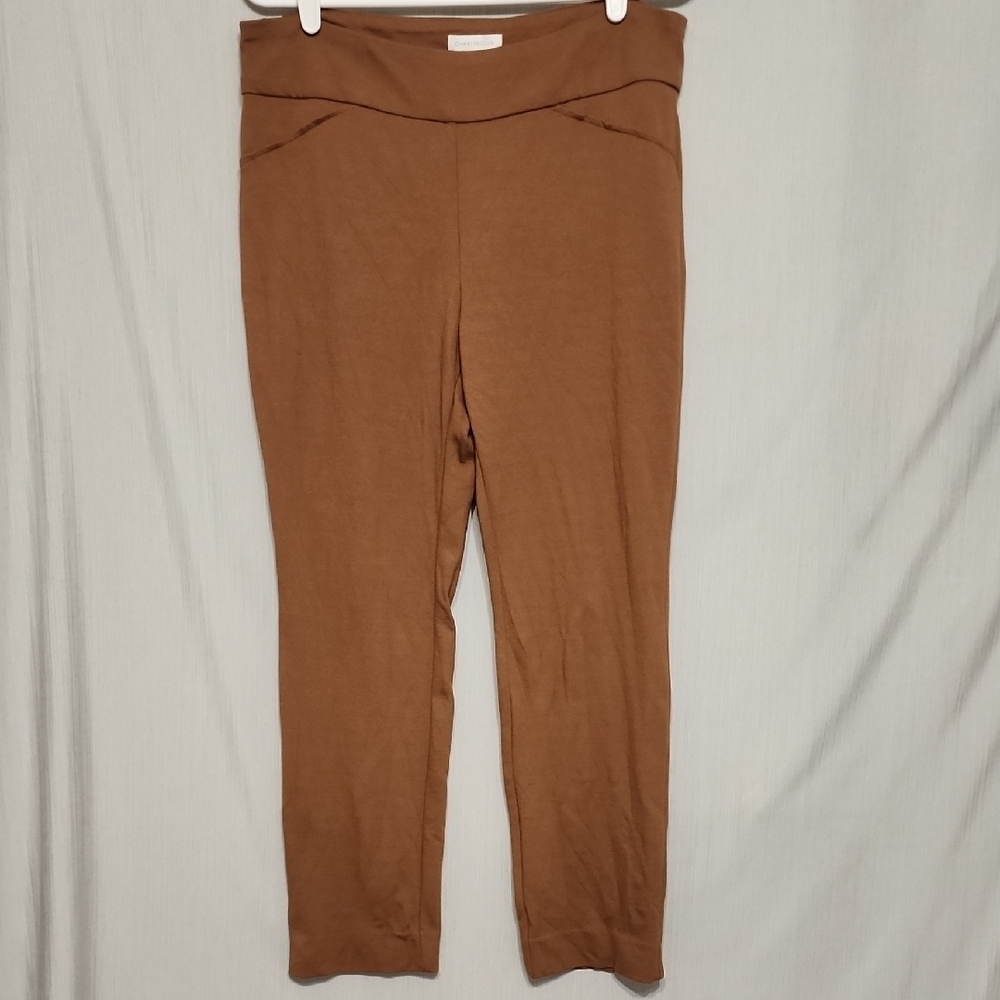 Charter Club Cambridge Slim Tan Brown Pull-On Work Pants Leggings Size 12 Petite